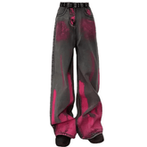 Leuchtend rosa Emo Pantying grau Denim Damen Jeans